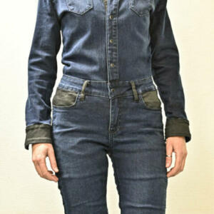 Combinaison moto Overlap ZOEY Noir et Bleu